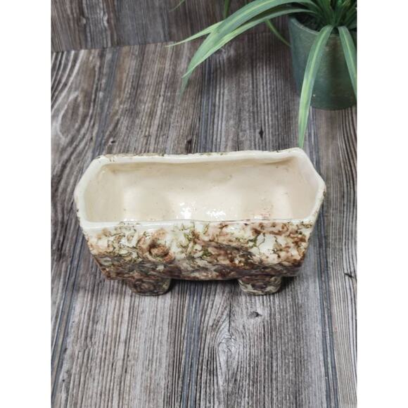 Vintage Log Planter Pottery Browns & Cream Splatter, Morton Woodland? - Picture 4 of 6